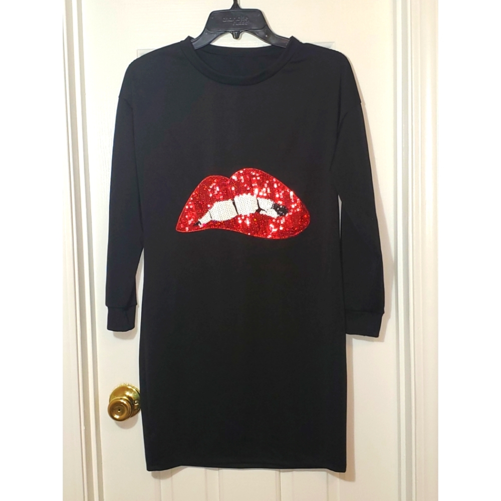 Shein- Long Sleeve Black Dress
